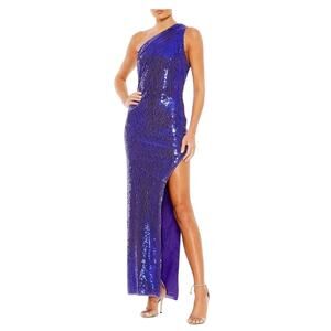 Mac Duggal Sequined Backless Long Column Evening Gown Purple Size 4 Dress
